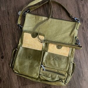 HOBO Olive and Beige Shoulder Bag